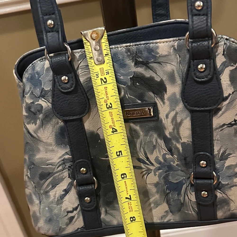 Floral Shoulder Bag in Blue by KOLTOV. - Picture 8 of 9